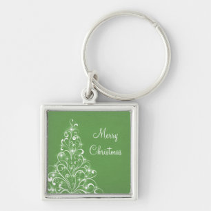 Sparkly Holiday Tree Premium Keychain, Green Keychain