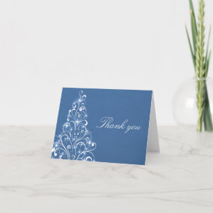 Sparkly Holiday Tree Thank You Card, Blue Card