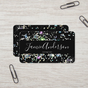 Sparkly Holographic Glitter Beauty Black Elegant Business Card