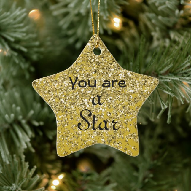 Sparkly Hope Star Ceramic Ornament (Tree)