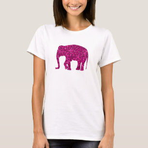 Sparkly hot pink Elephant faux sparkles T-Shirt