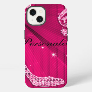 Sparkly Hot Pink Music Note & Stiletto Heel iPhone 13 Case