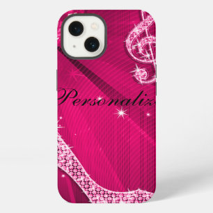 Sparkly Hot Pink Music Note & Stiletto Heel iPhone 13 Case