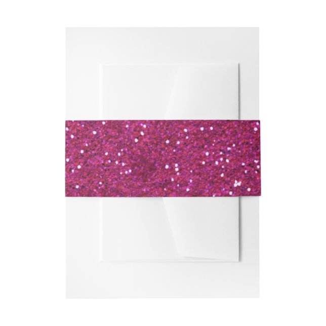 Sparkly Hot Pink & Silver Glitter Invitation Belly Band (Front Example)