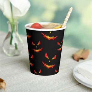 Sparkly Jack O'Lantern face Halloween pattern Paper Cups