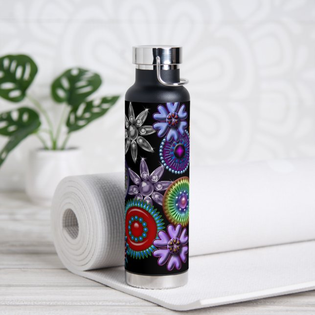 Sparkly Jewelled Brooches Vintage Style Water Bottle (Yoga)