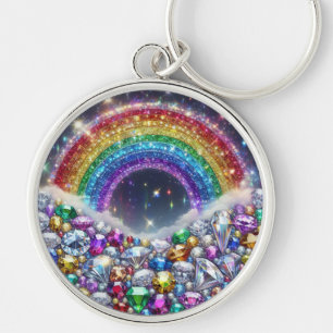 sparkly, jewelled rainbow keychain