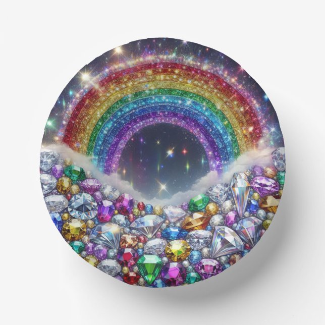 sparkly, jewelled rainbow paper plate (Front)