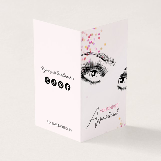 Sparkly Lashes Icon Glitter Appointment Card (Outside)