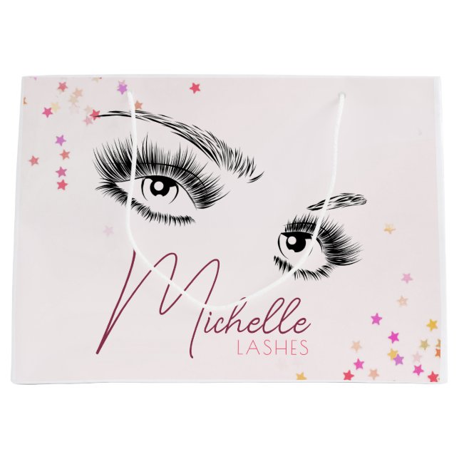 Sparkly Lashes Pink Glitter Confetti Aftercare Kit Large Gift Bag (Front)