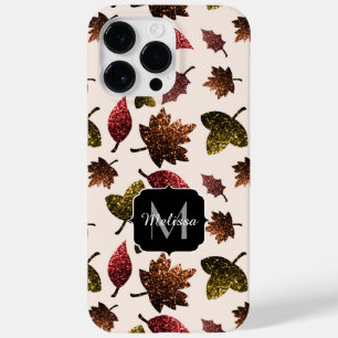 Sparkly leaves fall autumn pattern Monogram Case-Mate iPhone 14 Pro Max Case