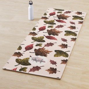 Sparkly leaves fall autumn sparkles Monogram Yoga Mat