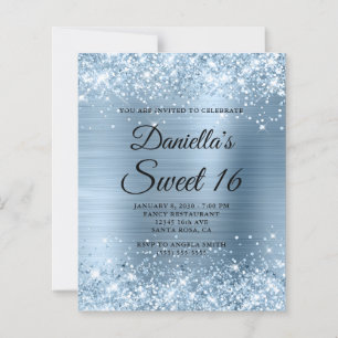 Sparkly Light Blue Glitter and Foil Sweet 16