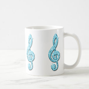 Sparkly Light Blue Music Note Coffee Mug