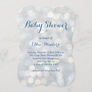 Sparkly Lights Blue Baby Shower Invitation