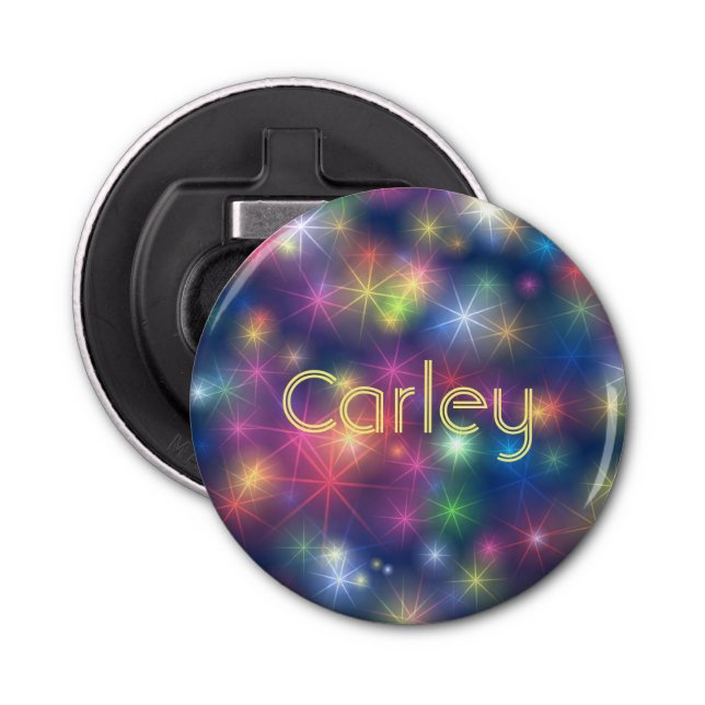 Sparkly Lights Colorful Cosmic Personalised Bottle Opener (Front)