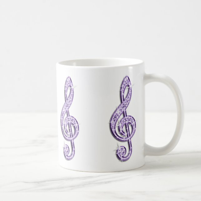 Sparkly Lilac Music Note Coffee Mug (Right)