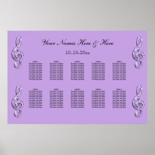 Sparkly Lilac Treble Clefts Wedding Seating Chart