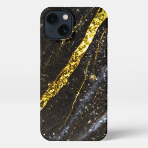 Sparkly line gold black chic abstract bling iPhone 13 case