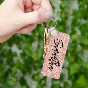 Sparkly Luxury Blush Rose Gold Glitter Keychain