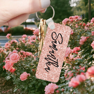 Sparkly Luxury Blush Rose Gold Glitter Keychain