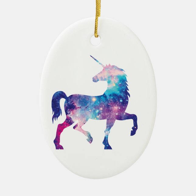 Sparkly Magical Unicorn Ceramic Ornament (Front)