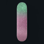 Sparkly Mermaid Green Berry Pink Glitter Ombre Skateboard<br><div class="desc">This girly and cute design is perfect for the trendy and stylish woman. It features a faux printed sparkly mermaid green and berry pink glitter ombre design. It's modern, chic, and fashionable. ***IMPORTANT DESIGN NOTE: For any custom design request such as matching product requests, colour changes, placement changes, or any...</div>