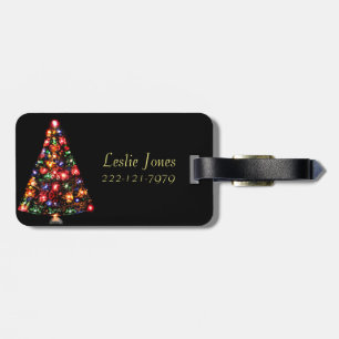 Sparkly Merry Christmas Tree Luggage Tag