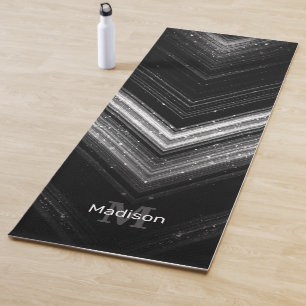 Sparkly metal silver black galaxy chevron Monogram Yoga Mat