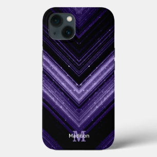 Sparkly metal ultra violet galaxy chevron Monogram iPhone 13 Case