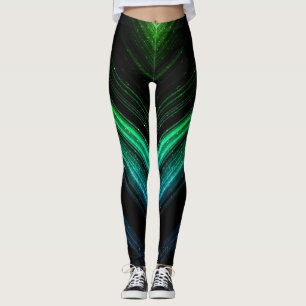 Sparkly metallic aqua green galaxy chevron lines leggings
