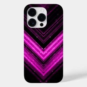 Sparkly metallic hot pink magenta black chevron Case-Mate iPhone 14 pro case