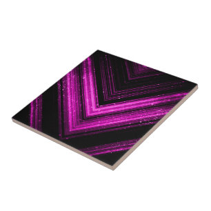 Sparkly metallic hot pink magenta black chevron tile