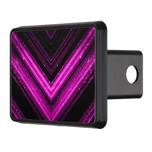 Sparkly metallic hot pink magenta black chevron trailer hitch cover (Left)