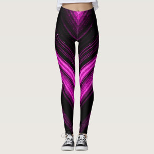 Sparkly metallic pink magenta galaxy chevron lines leggings