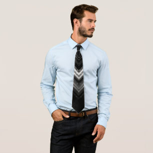 Sparkly metallic silver black galaxy chevron lines tie