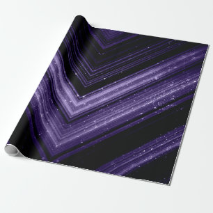 Sparkly metallic ultra violet galaxy chevron lines wrapping paper