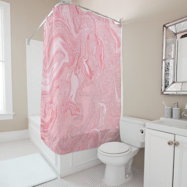 Sparkly Modern Blush Coral Pink Glitter Marble (In Situ)