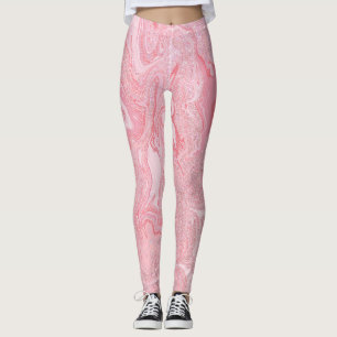 Sparkly Modern Blush Coral Pink Glitter Marble Leggings