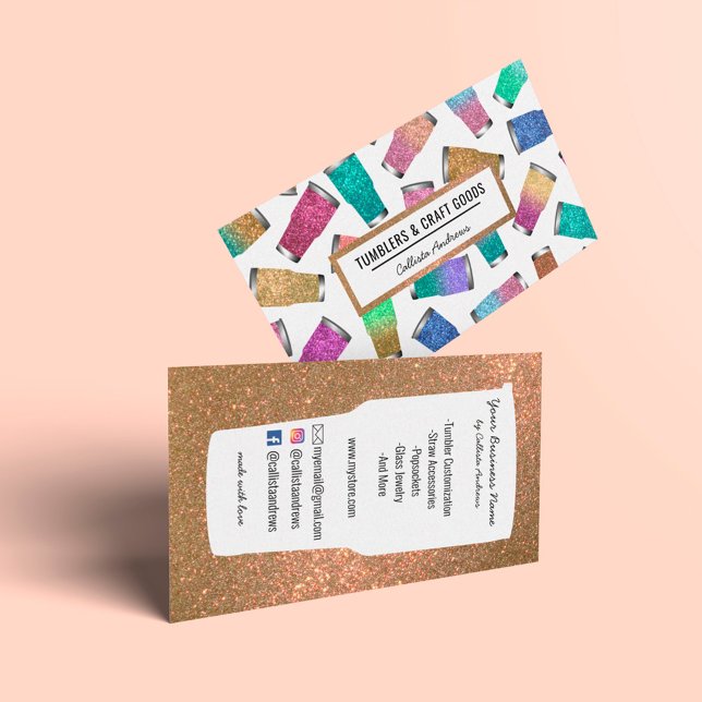 Sparkly Modern Glitter Tumbler Crafter Business Card (Creator Uploaded)