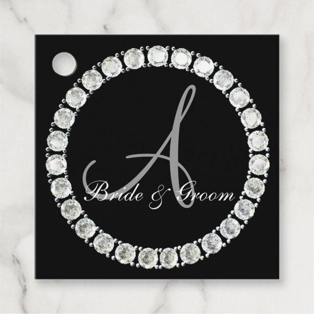 Sparkly monogram A customizable Favour Tags (Front)