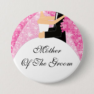 Sparkly Mother of the Groom Button / Pin Pink