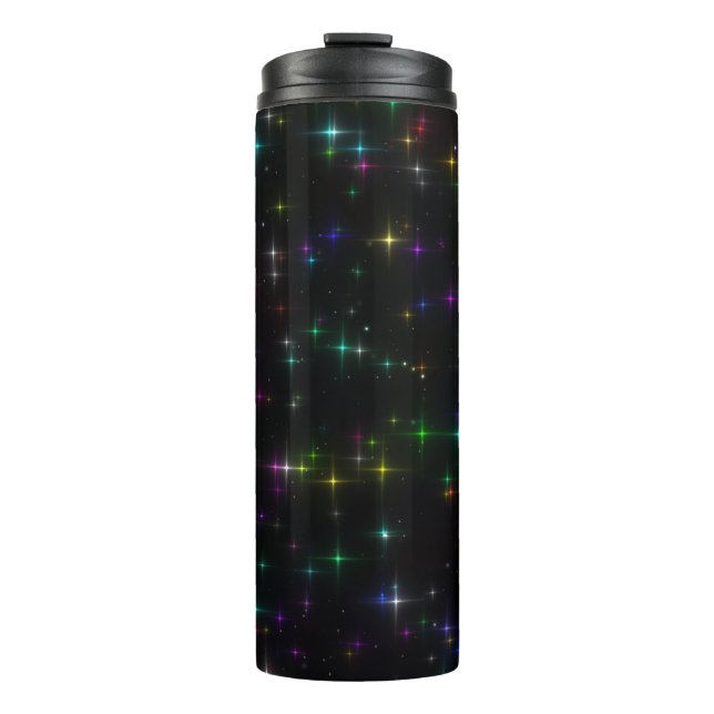 Sparkly Multicolor Stars Thermal Tumbler (Front)
