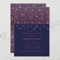 Sparkly Navy Pink Glitter Sequins Quinceañera