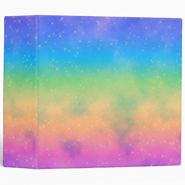 Sparkly Neon Rainbow Sky 3-ring Binder (Front/Spine)