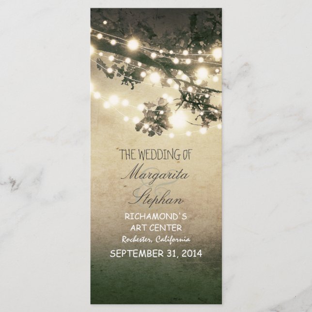 sparkly night lights romantic wedding programs (Front)