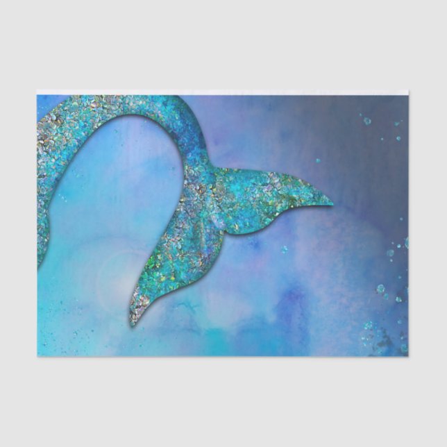 Sparkly Ocean Mermaid Fin Tail Birthday Party Tissue Paper (Front)