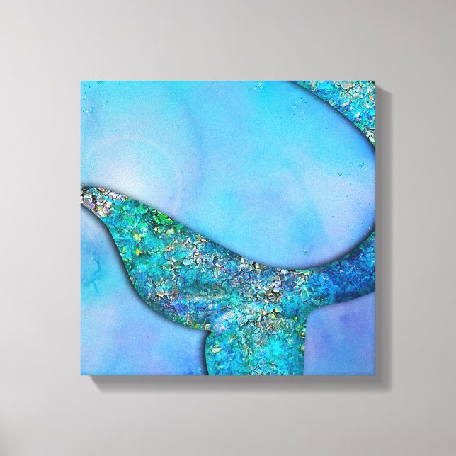 Sparkly Ocean Mermaid Fin Tail Enchanted Bedroom Canvas Print (Front)