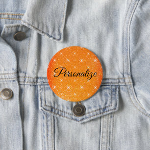 Sparkly orange glitter with star glimmers custom 3 inch round button