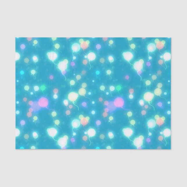 Sparkly Party Balloons Blue Tissue Paper (Front)